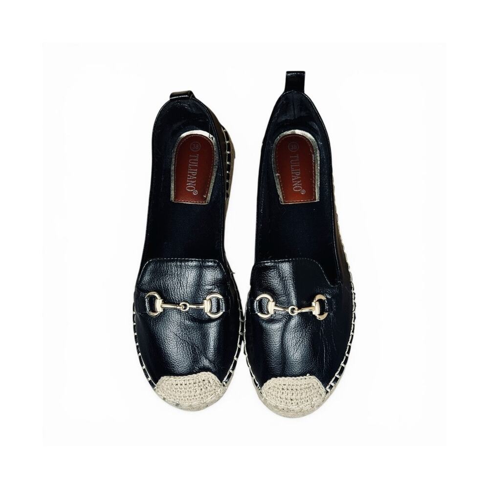 Tulipano Amica Stella Horsebit Espadrille Loafer Black Jute Platform 38 EuroChic